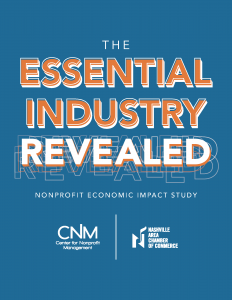 The essential Industry revealed nonprofit Economic Impact study presented by Center for Nonprofit management and Nashville area Chamber of Commerce Poster